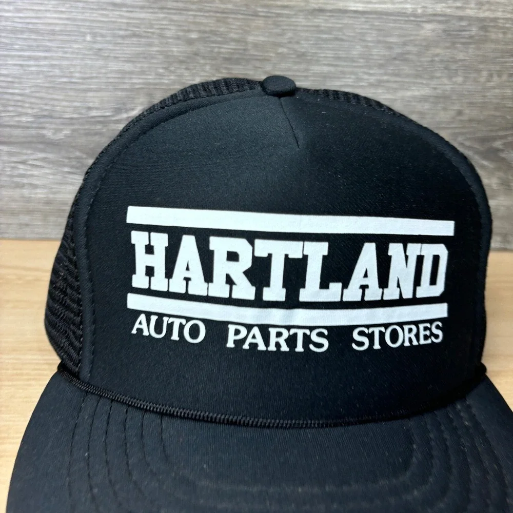 Vintage Hartland Auto Parts‎ Hat Cap Snapback Black Trucker Adjustable